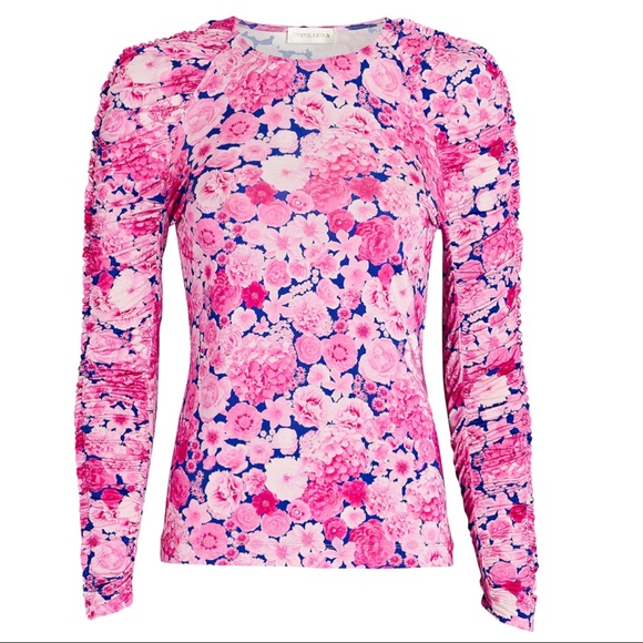 NEW STINE GOYA RUCHED SLEEVE FLORAL PRINT TOP - Picture 9 of 10